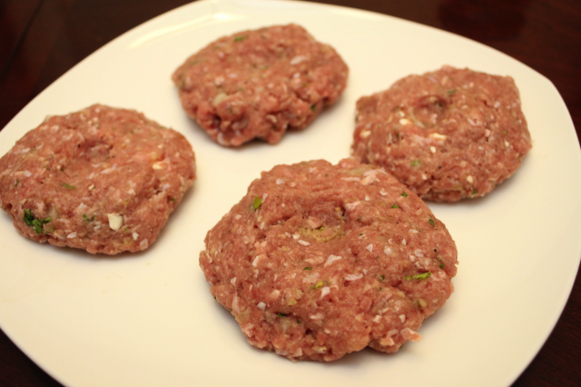 Raw turkey burger patties