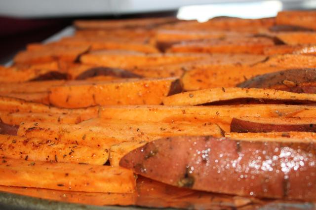 Sweet Potato Fries Cooking