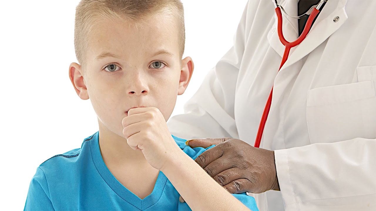 child with a cough at the doctors office