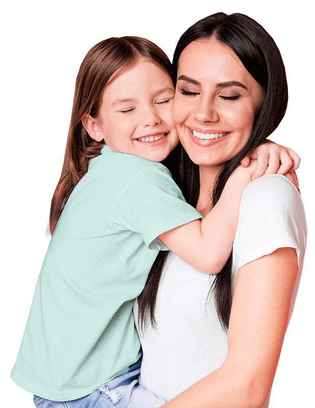 A Happy daughter hugs her mother