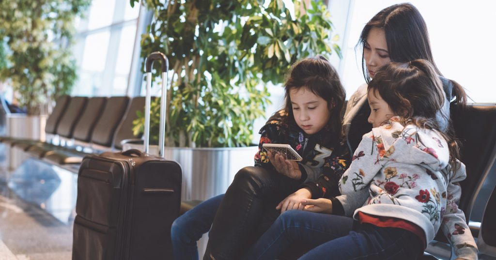 Picture of family at the airport.