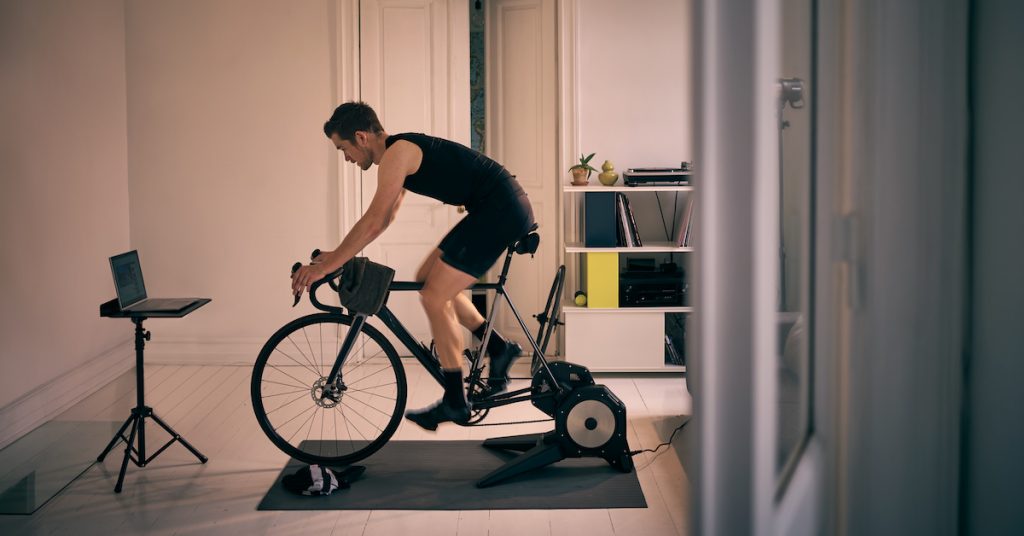 Picture of man exercising indoors.