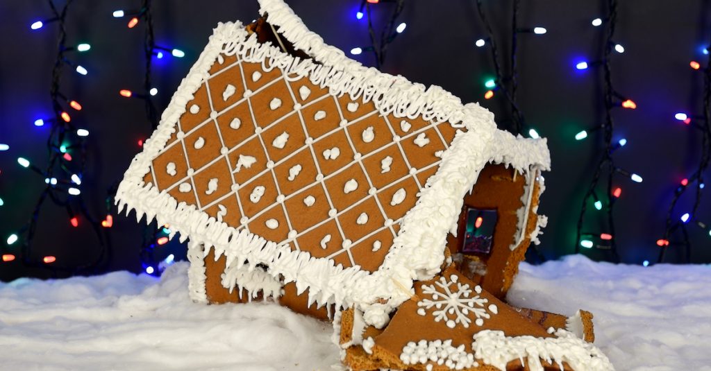 Picture of a crashed gingerbread house