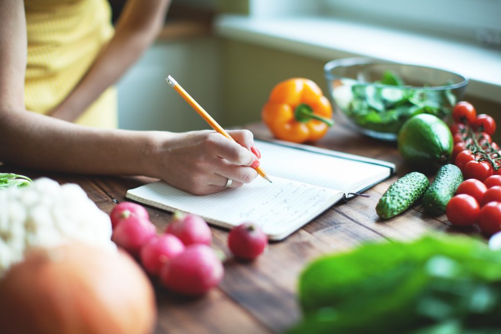 Picture of someone planning meals.