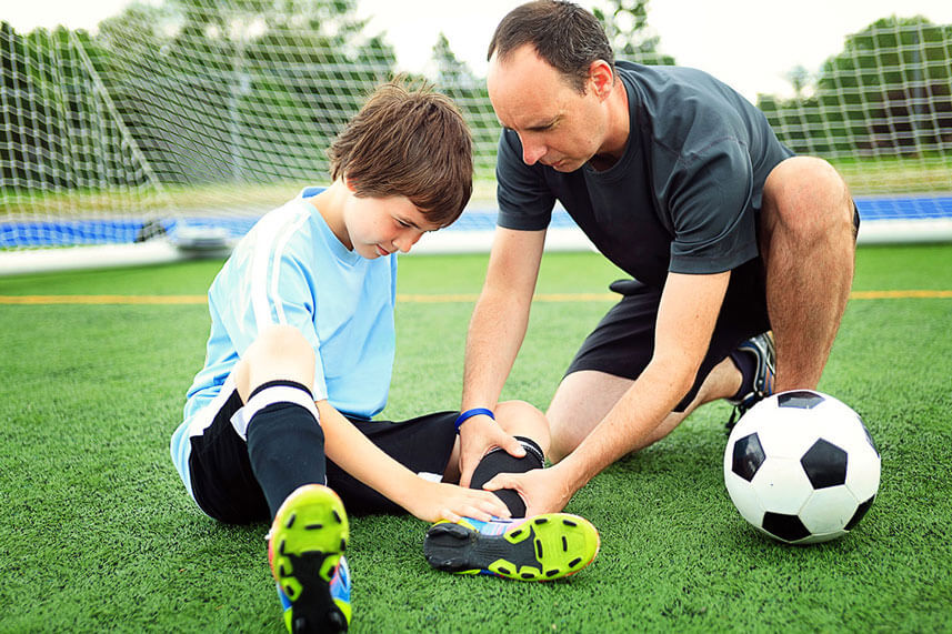 boy with soccer injury